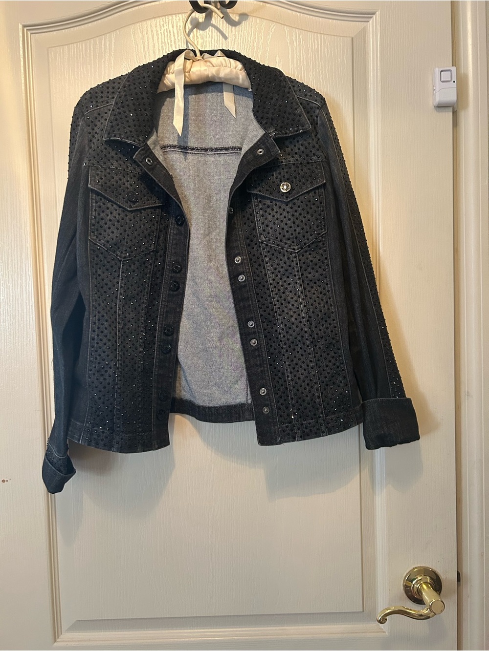 White House Black Market Black Studded Jean Jacket
